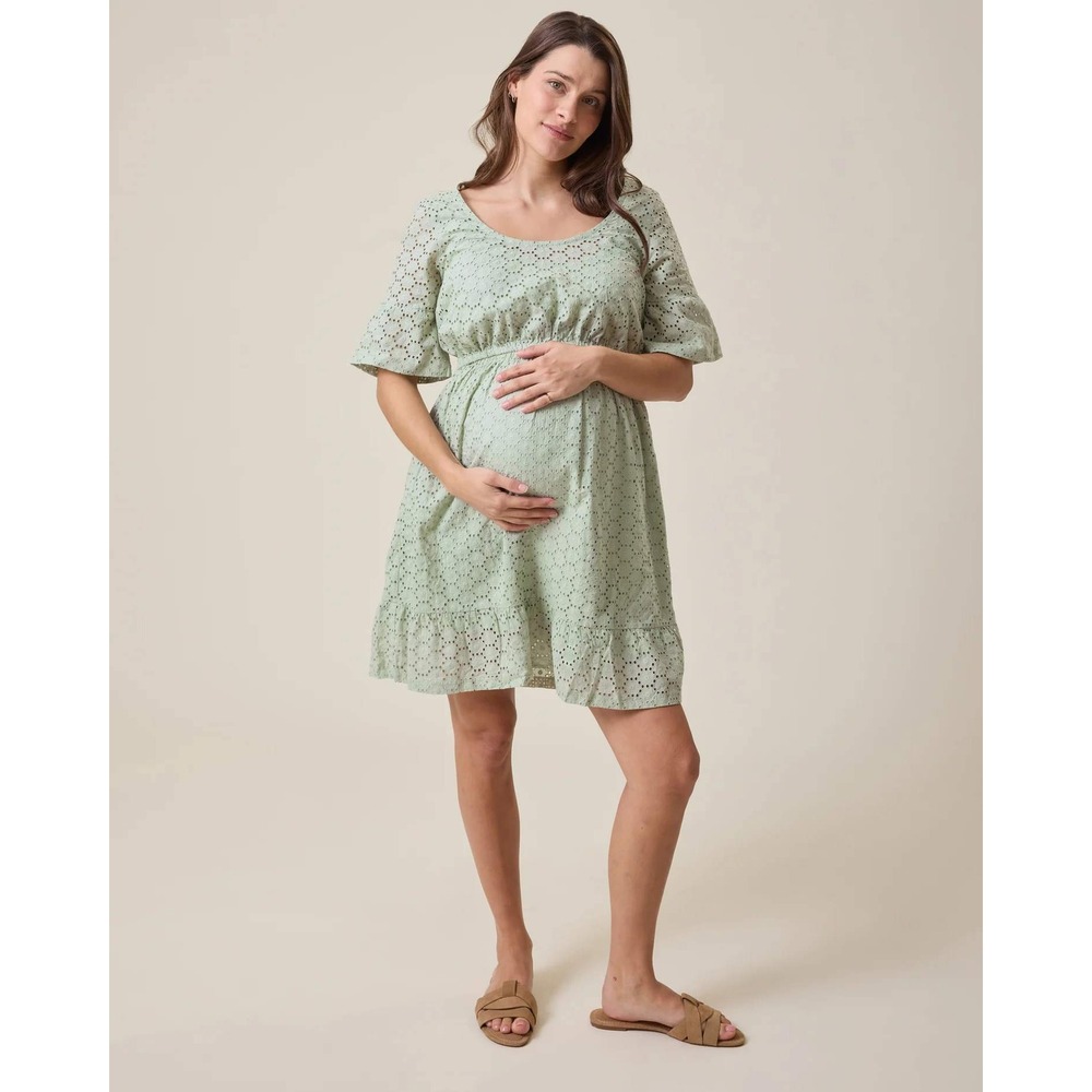 Kindred Bravely Mint Green Eyelet Maternity Dress